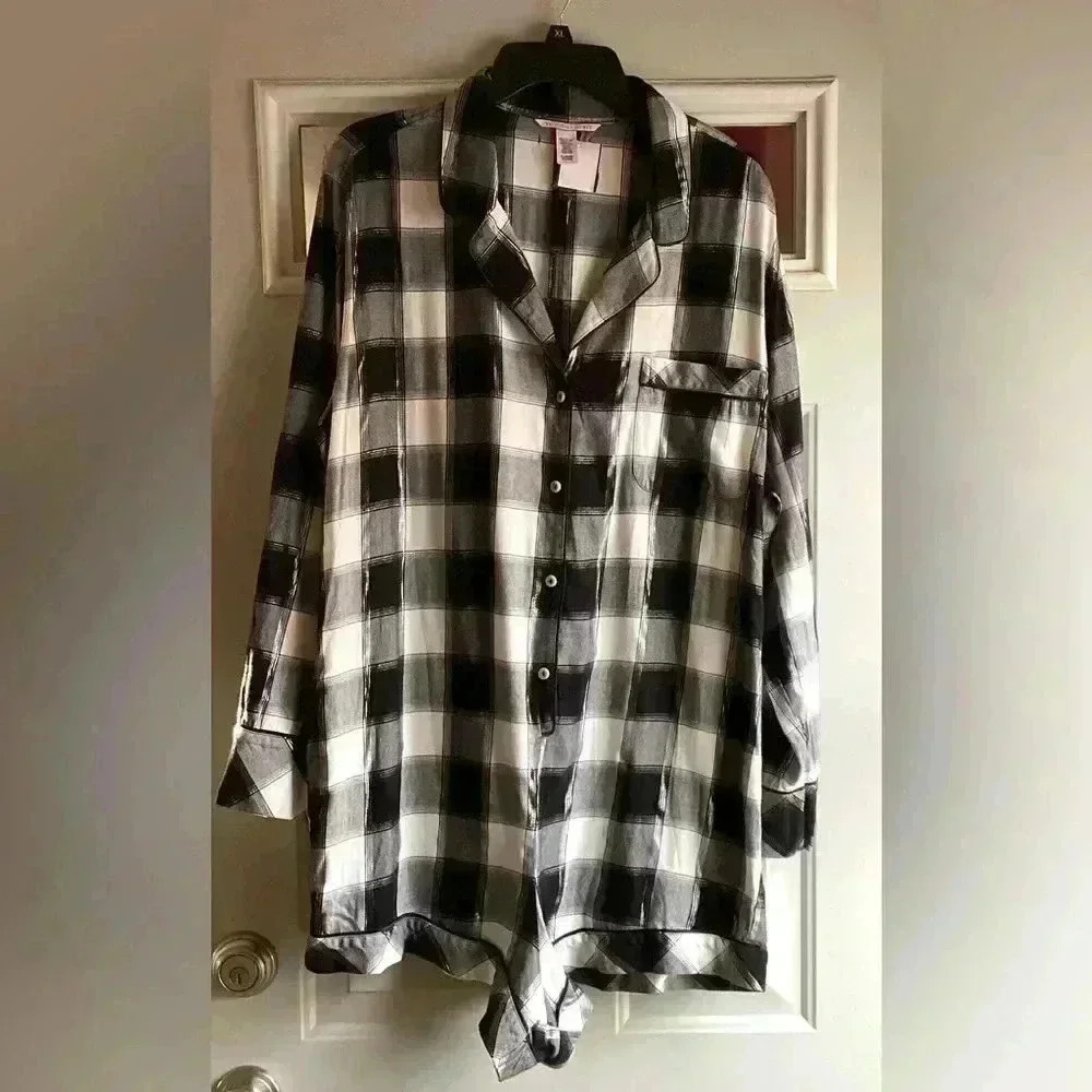 Victoria's Secret XL Buffalo Plaid Short romper Jumpsuit One Piece - Picture 2 of 14
